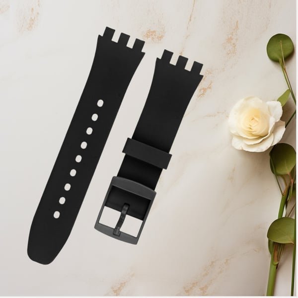 Premium Silikon Swatch Klokkerem Erstatning Black 16 mm