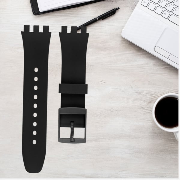 Premium Silikon Swatch Klokkerem Erstatning Black 16 mm