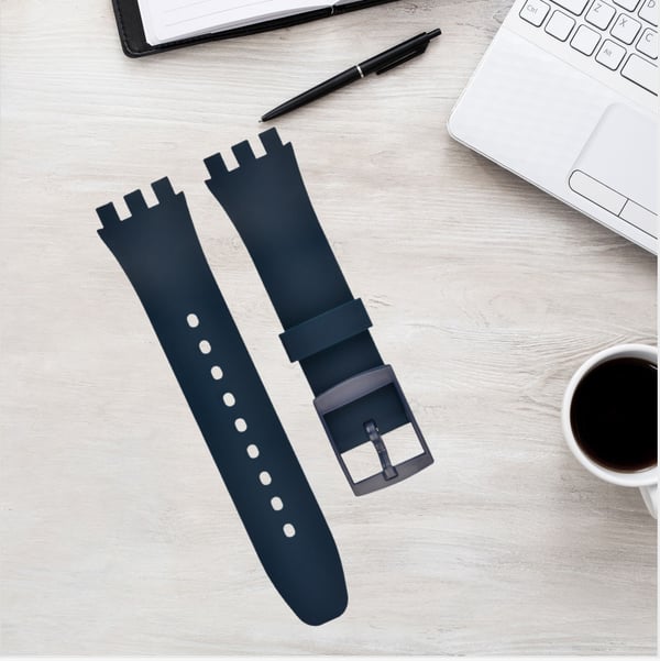 Premium Silikon Swatch Klokkerem Erstatning NavyBlue 20 mm