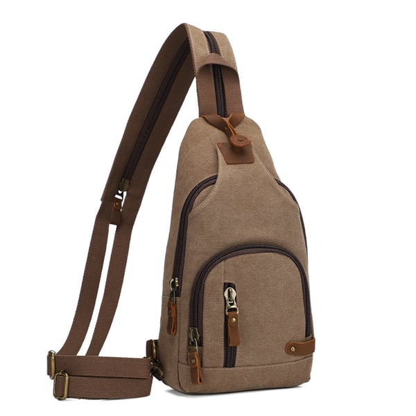 Tyylikäs kangas rintalaukku Crossbody Sling -reppu Brown