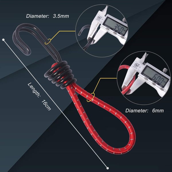 Fastgør dit udstyr med 15 cm elastiksnor - Dobbeltkrogdesign