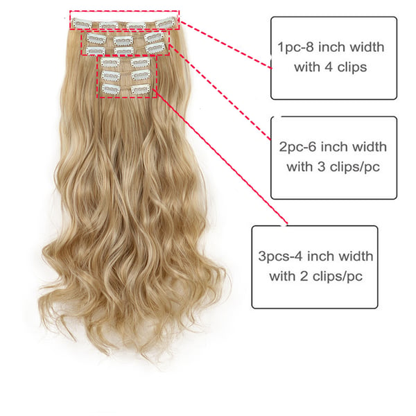 16 Clips Krøllete Hår Extensions 6 stk Mørk Brun
