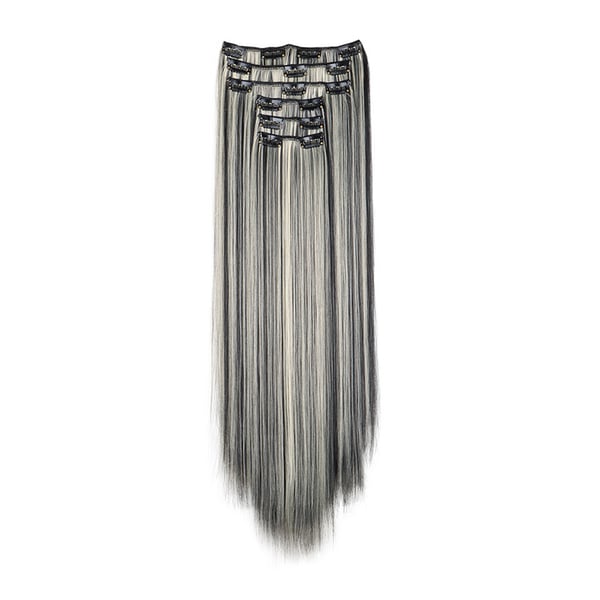 Hår Extensions Clip in Hair Extensions 6 stk Grey
