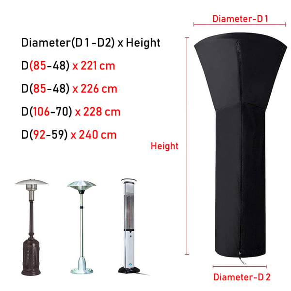 Varmekapsedeksel 210D Oxford-stoff, svart L