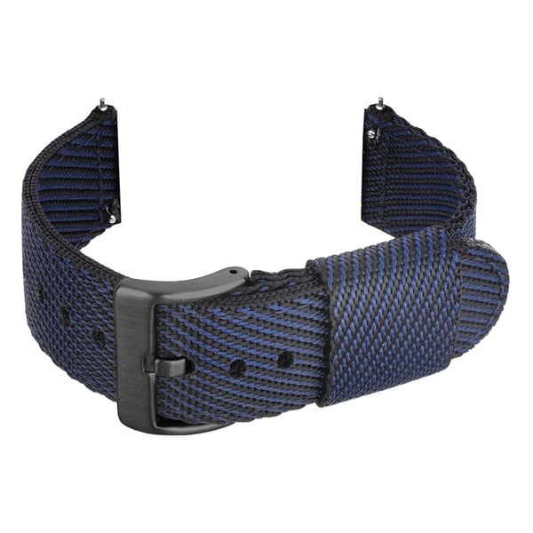 Nylon urrem med sort spænde - 24/22/20/18mm Black 22 mm