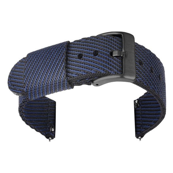 Nylon urrem med sort spænde - 24/22/20/18mm Black 22 mm