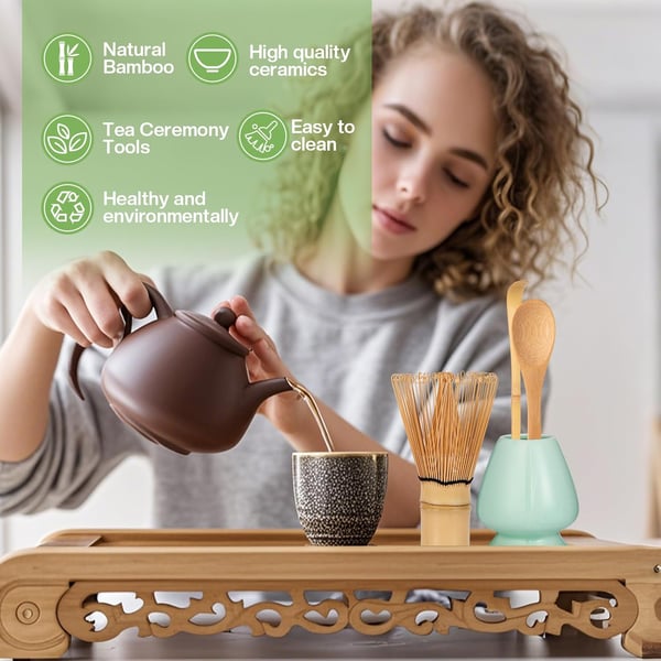 Matcha Whisk Sæt CT Lille Sæt 4 stk. Lysegrøn Keramik