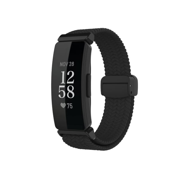 Stilig Vevd Nylon Magnetisk Bånd for Fitbit Inspire 3 Black