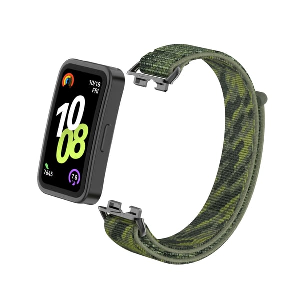 Stilig nylonbånd for Huawei Band 10/9/8 med metalladaptere Green