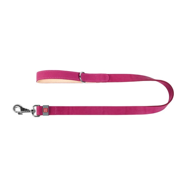 WAUDOG hundebånd i naturlær 25 mm bredt, 122 cm langt rosa