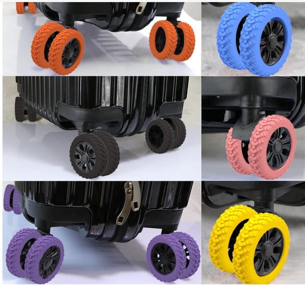 Premium-silikoniset matkalaukun pyöränsuojat (8 kpl) Grey