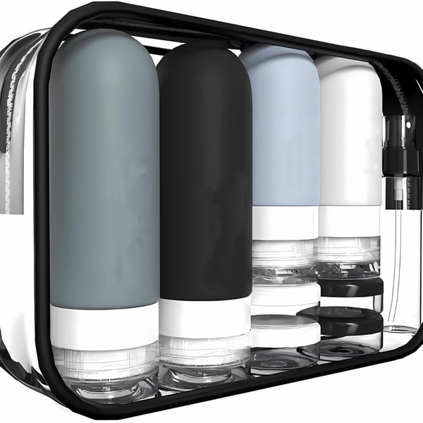 Kannettavat tiiviit silikonisäiliöt matkalle 60ml+90ml Black