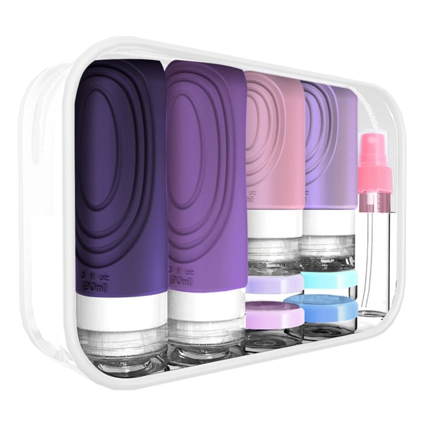 Matkakokoinen silikoninen hygieniatuotesetti - 17 osaa Purple