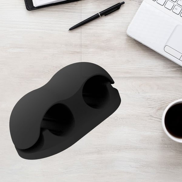 2-pakning Ny dobbelthulls pennklips/kabelorganisator Black