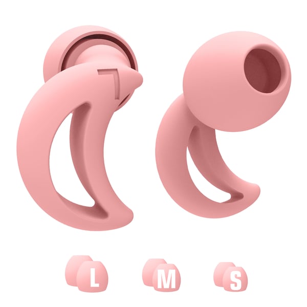 Puolikuun muotoiset melua vaimentavat silikonikorvatulpat - 1 pari Pink