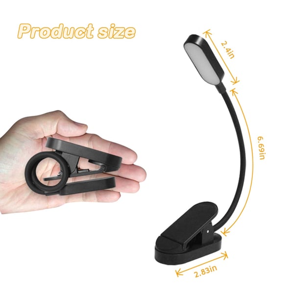 Svart Boklampa - LED Clip-on Läslampa för Studenter Black