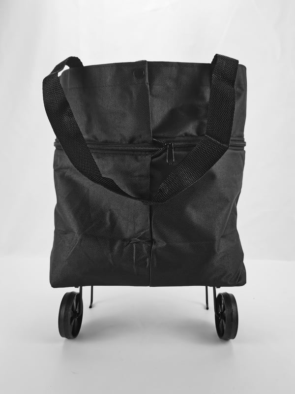 Foldbar indkøbstaske med hjul - Black