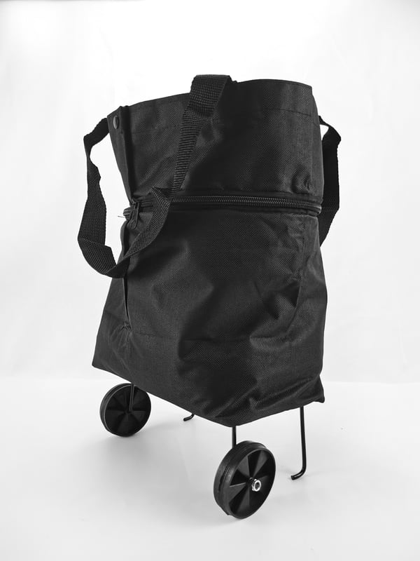 Foldbar indkøbstaske med hjul - Black