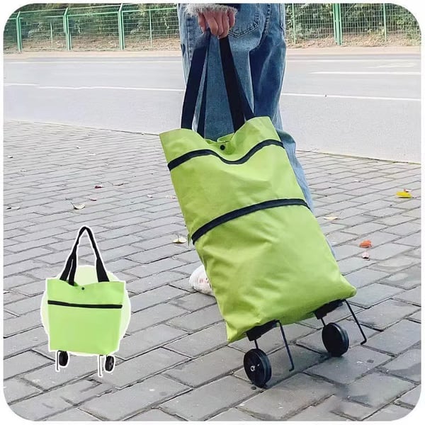 Kokoontaitettava ostoskassi pyörillä - Green