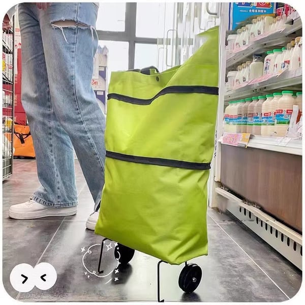 Kokoontaitettava ostoskassi pyörillä - Green
