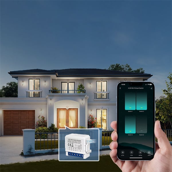 ZigBee Smart Switch Module - 4 Gang, White, Zero Neutral