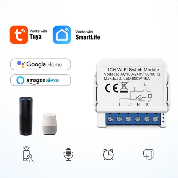 ZigBee Smart Switch Module - 4 Gang, White, Zero Neutral