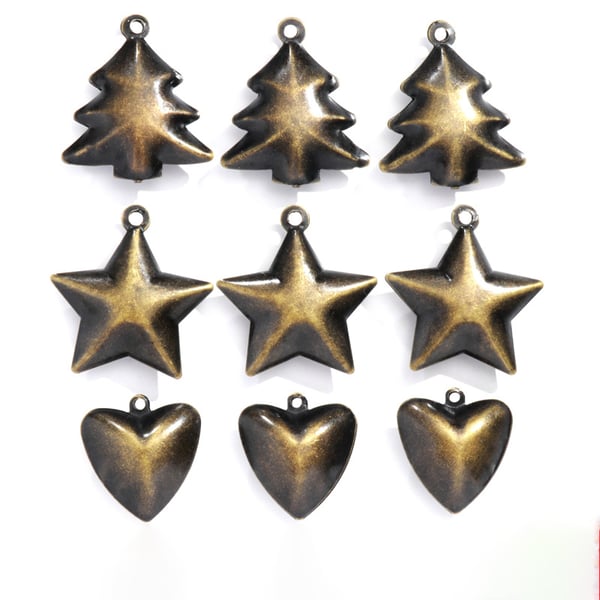 DIY Retro Bells - Store 38x46mm juletreklokker (10-pakning)