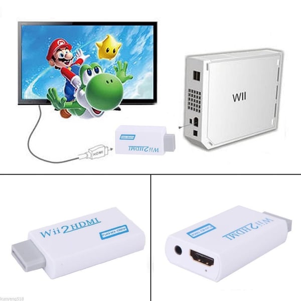 Nintendo Wii til HDMI-omformer - full HD 1080p White