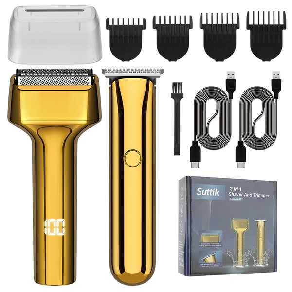 2-i-1 elektrisk barbermaskin og hårtrimmer med bajonett Gold