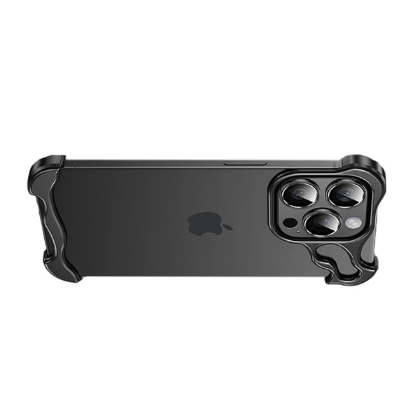 Unikt metallrammedeksel + linsefilm for iPhone 14 Pro Max Black