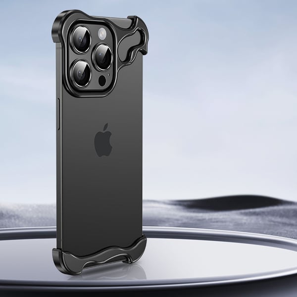 Unikt metallrammedeksel + linsefilm for iPhone 14 Pro Max Black