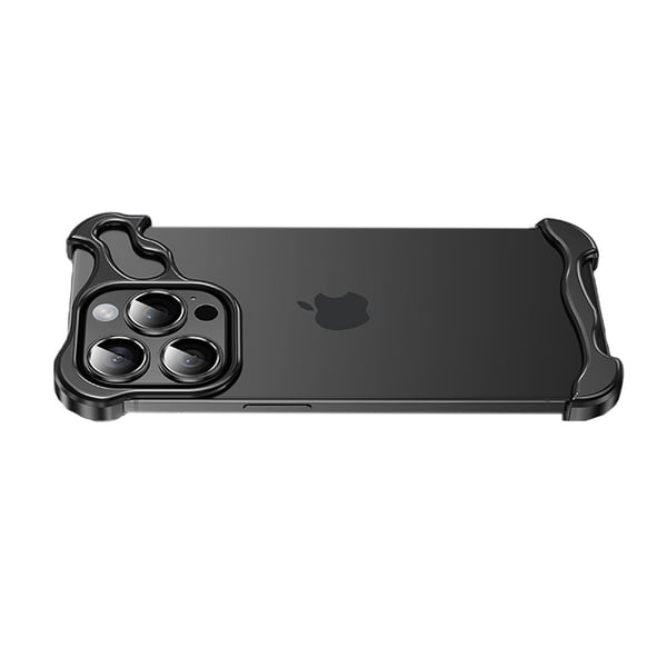 Unikt metallrammedeksel + linsefilm for iPhone 14 Pro Max Black