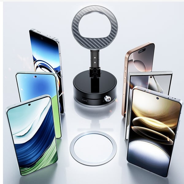 Sammenleggbar magnetisk telefonholder med sugekopp i aluminiumslegering