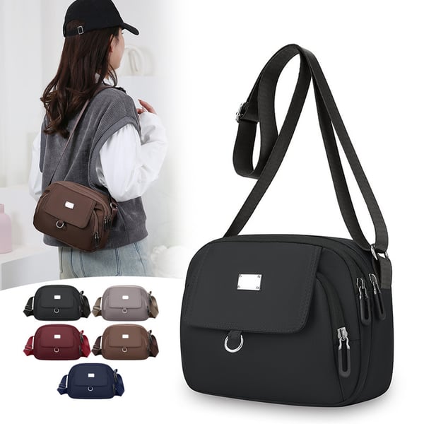 Stilig 2025 Nylon Crossbody-veske for kvinner Black