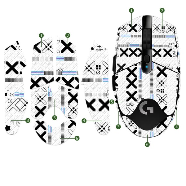 Forbedret grep: Sklisikre mus-klistremerker for Logitech G304 Black&White