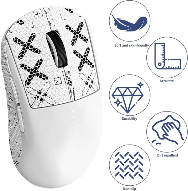 Forbedret grep: Sklisikre mus-klistremerker for Logitech G304 Black&White