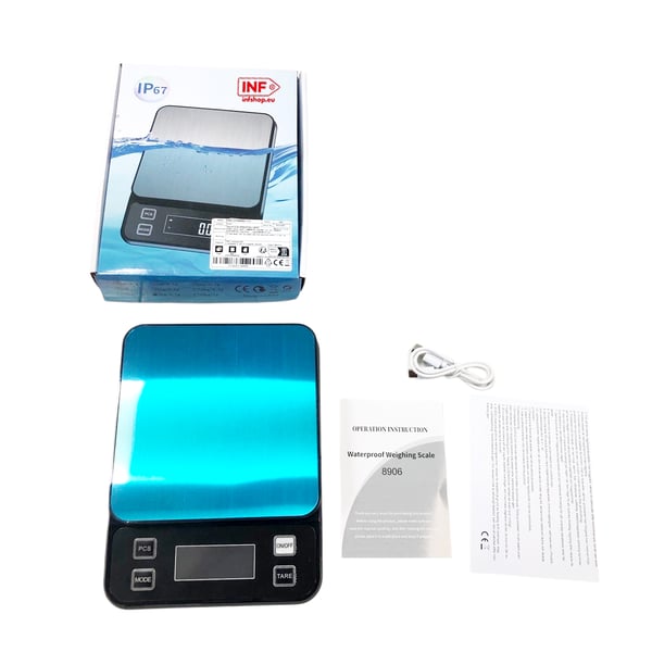 Digital kjøkkenvekt, vanntett 3kg/0.1g