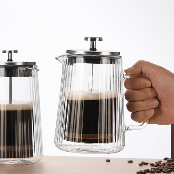 1000ML Pystysuora Raidallinen Kaksikerroksinen Pressopannu
