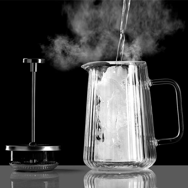 1000ML Pystysuora Raidallinen Kaksikerroksinen Pressopannu
