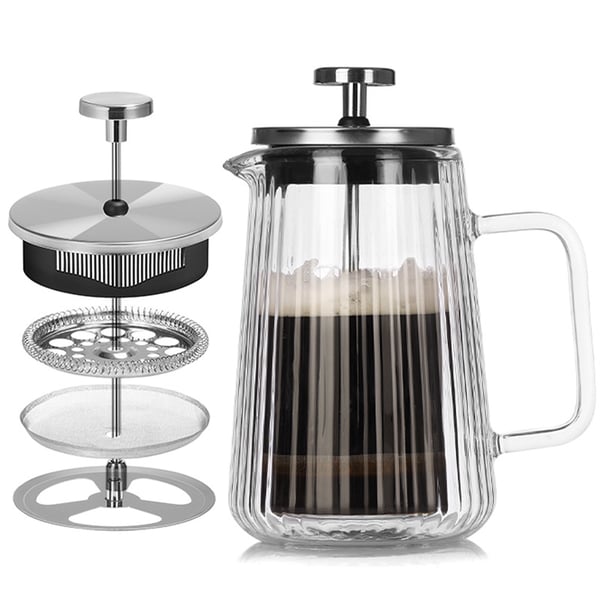 1000ML Pystysuora Raidallinen Kaksikerroksinen Pressopannu