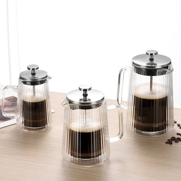 1000ML Pystysuora Raidallinen Kaksikerroksinen Pressopannu