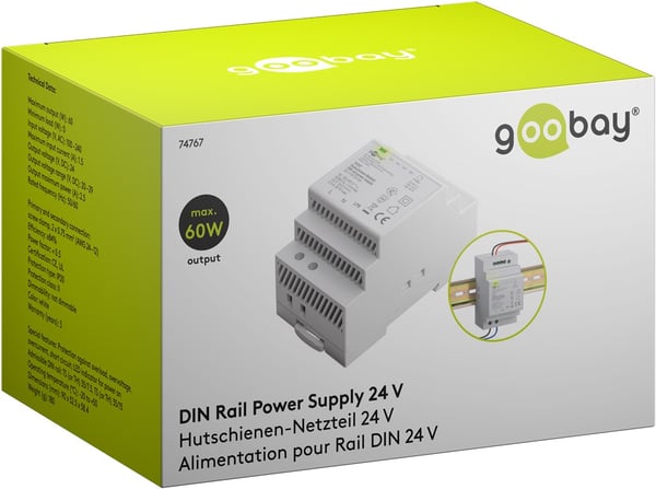 DIN-skinne strømforsyning 24 V (DC), 2,5 A, 60 W