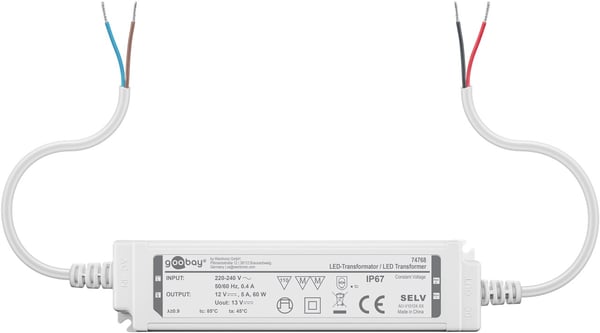LED-transformer 12 V (DC) (DC), 60 W, IP67
