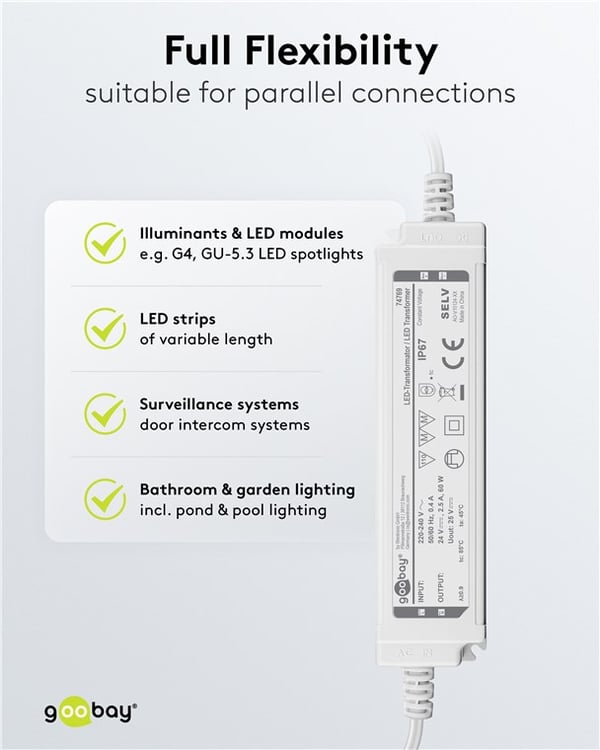 LED-muuntaja 24 V (DC), 60 W, IP67