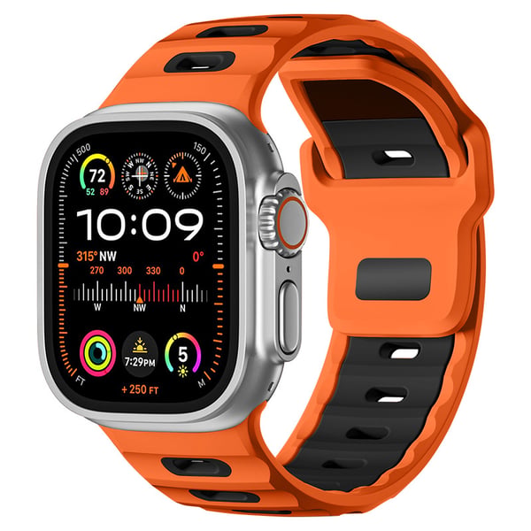 Snyggt silikonarmband för Apple Watch 42/44/45/46/49mm Orange