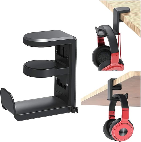Skrivebordsklemme Hodetelefonstativ 360° Roterende Hodetelefonholder Black