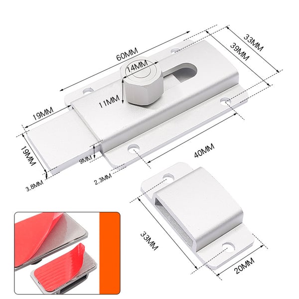 Dørbolt i aluminiumslegering - Korrosjonsbestandighet Silver 120mm