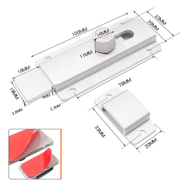 Dørbolt i aluminiumslegering - Korrosjonsbestandighet Silver 120mm