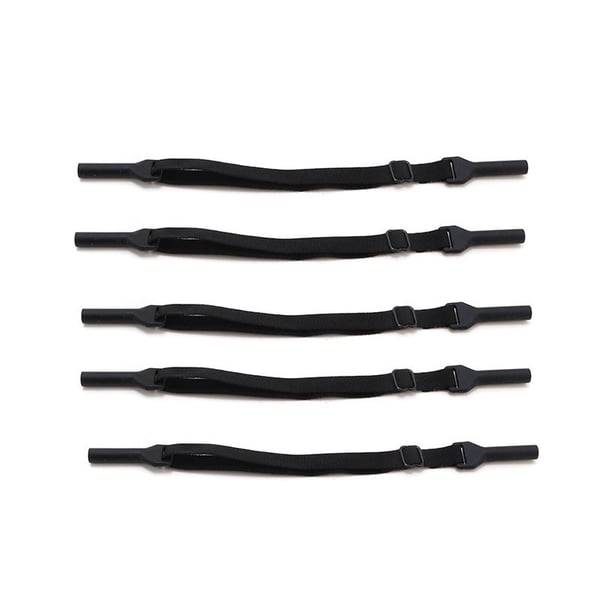 Sort elastisk brillekæde til voksne, 5 stk, kompatibel med metalbriller, anti-slip og justerbar længde Black