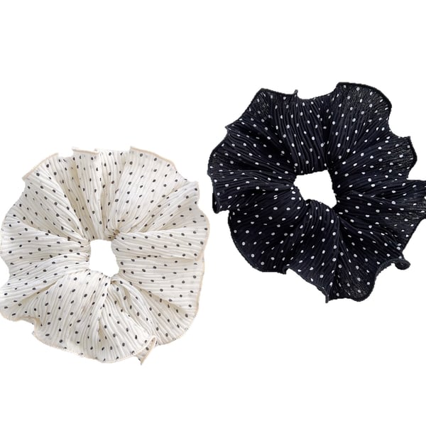 Tyylikkäät Polka Dot -hiuslenkit - Mustavalkoinen 2 kpl:n setti